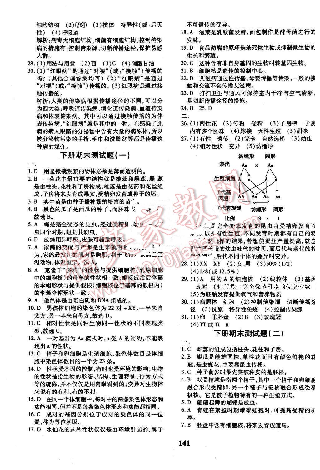 2016年黄冈360度定制密卷八年级生物全一册苏教版 第17页