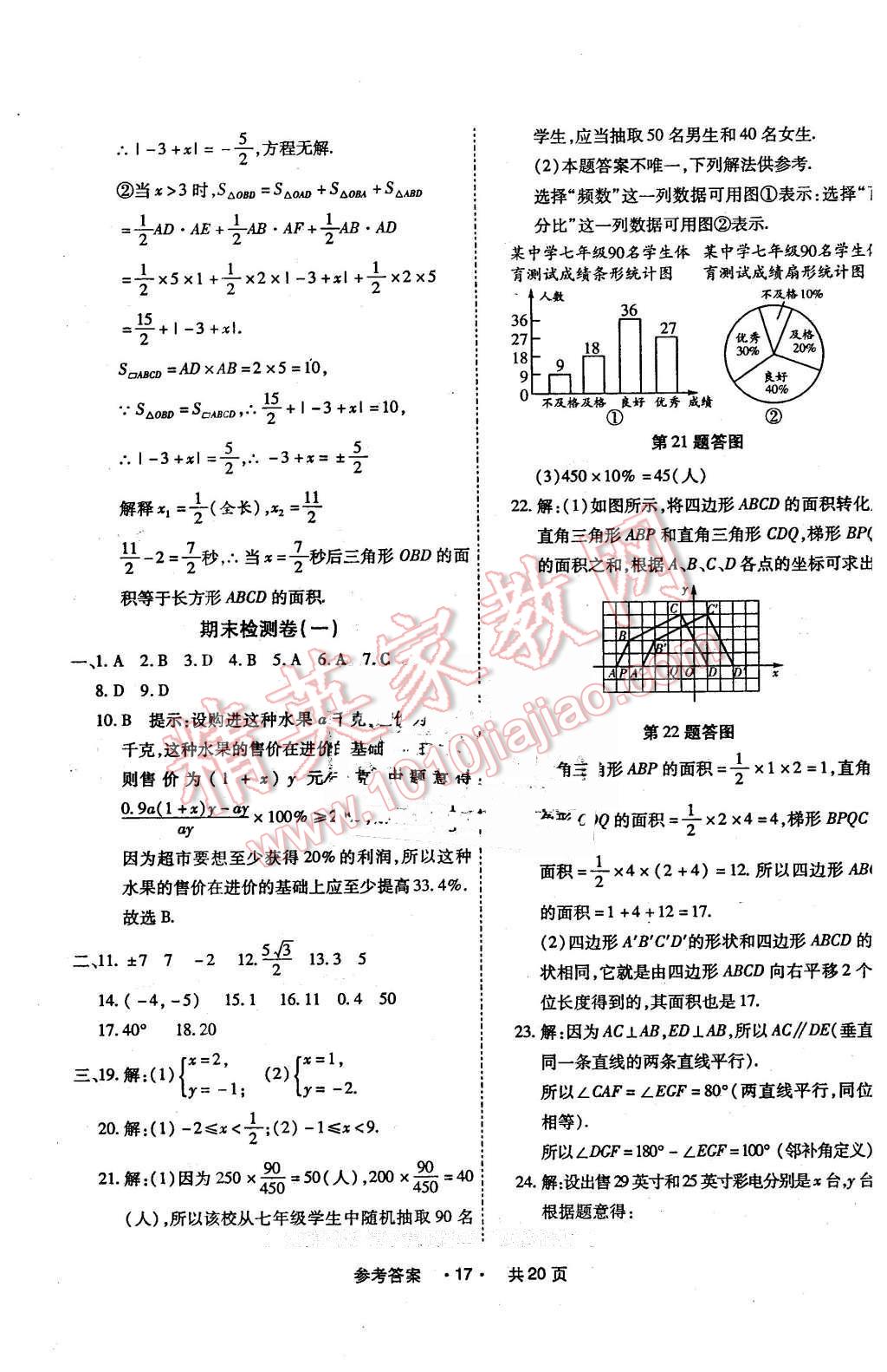 2016年一學通狀元大考卷七年級數(shù)學下冊人教版 第17頁