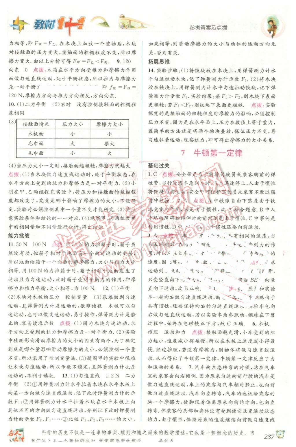 2016年教材1加1八年級物理下冊北師大版 第7頁