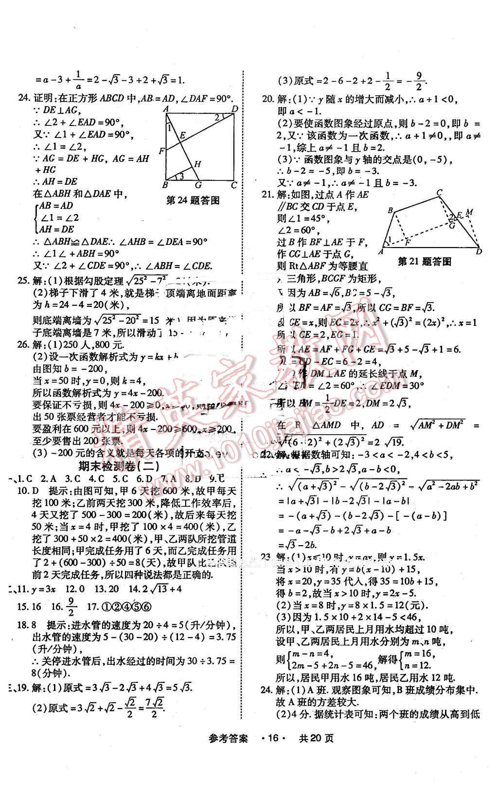 2016年一學通狀元大考卷八年級數(shù)學下冊人教版 第16頁