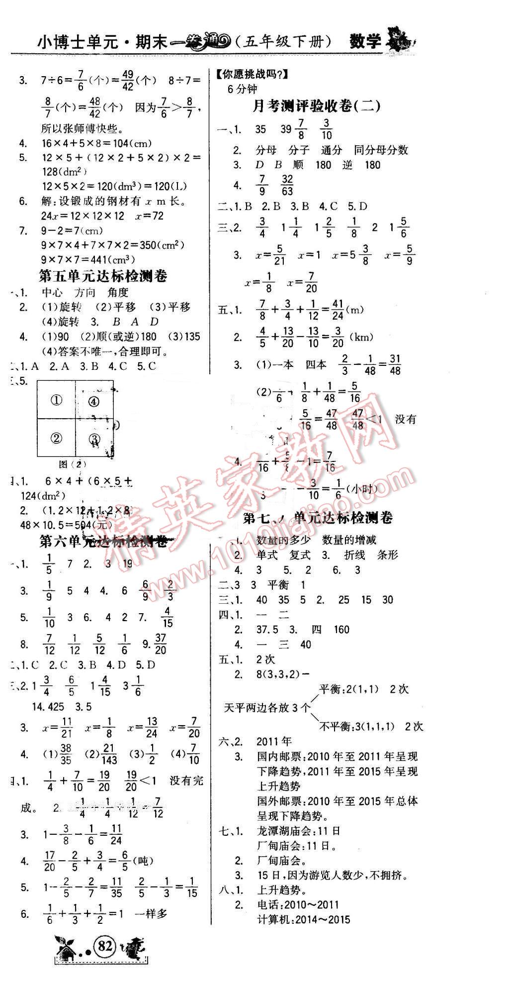 2016年世纪金榜小博士单元期末一卷通五年级数学下册人教版 第3页