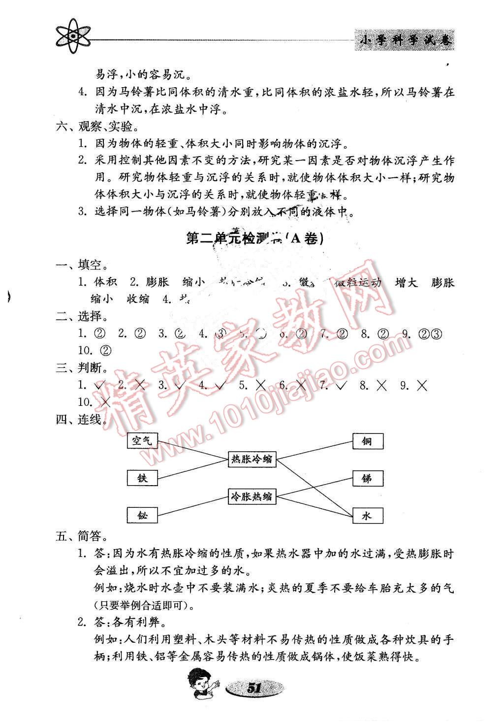 2016年金钥匙小学科学试卷五年级下册教科版 第3页