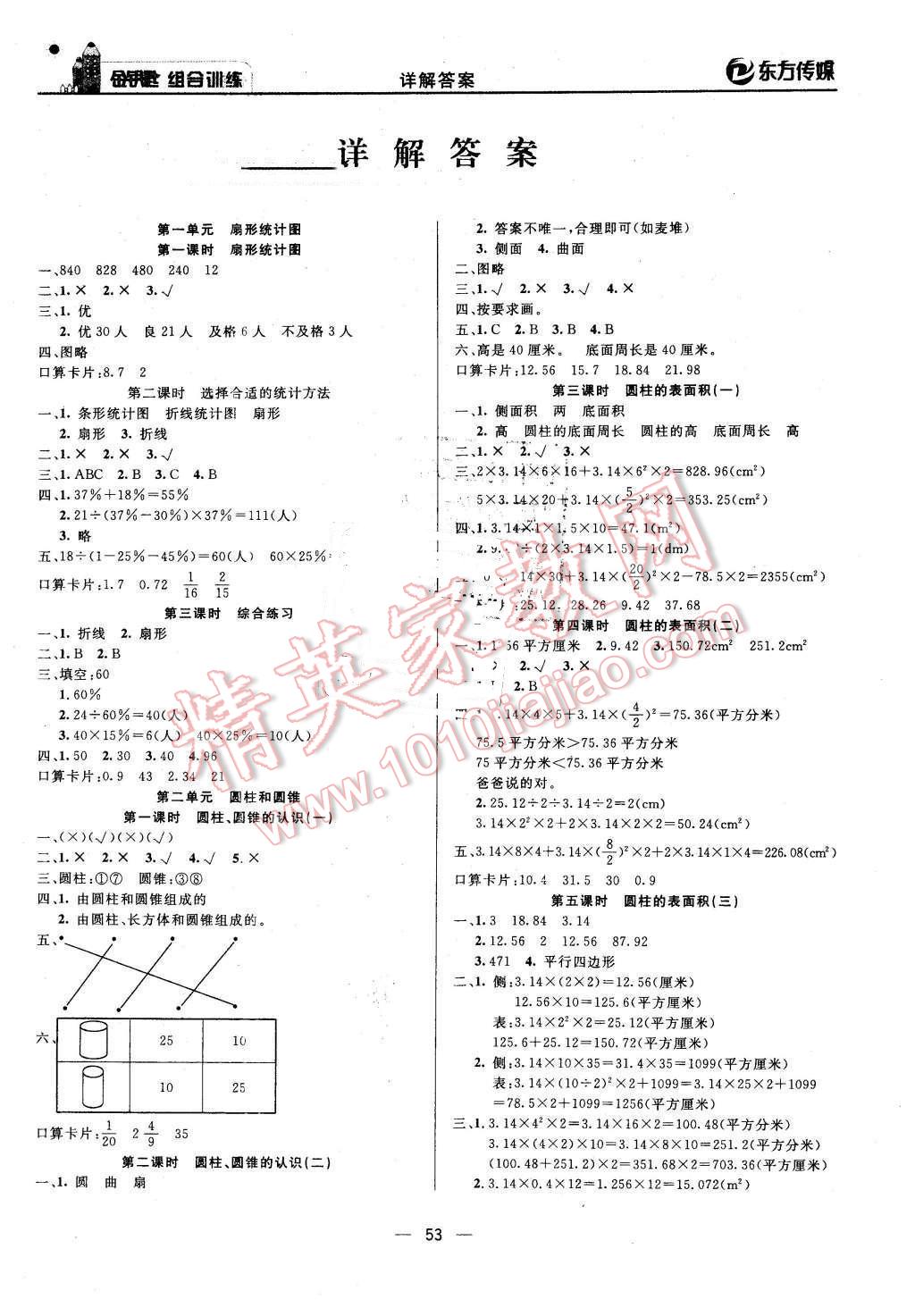 2016年金钥匙组合训练六年级数学下册苏教版 第1页