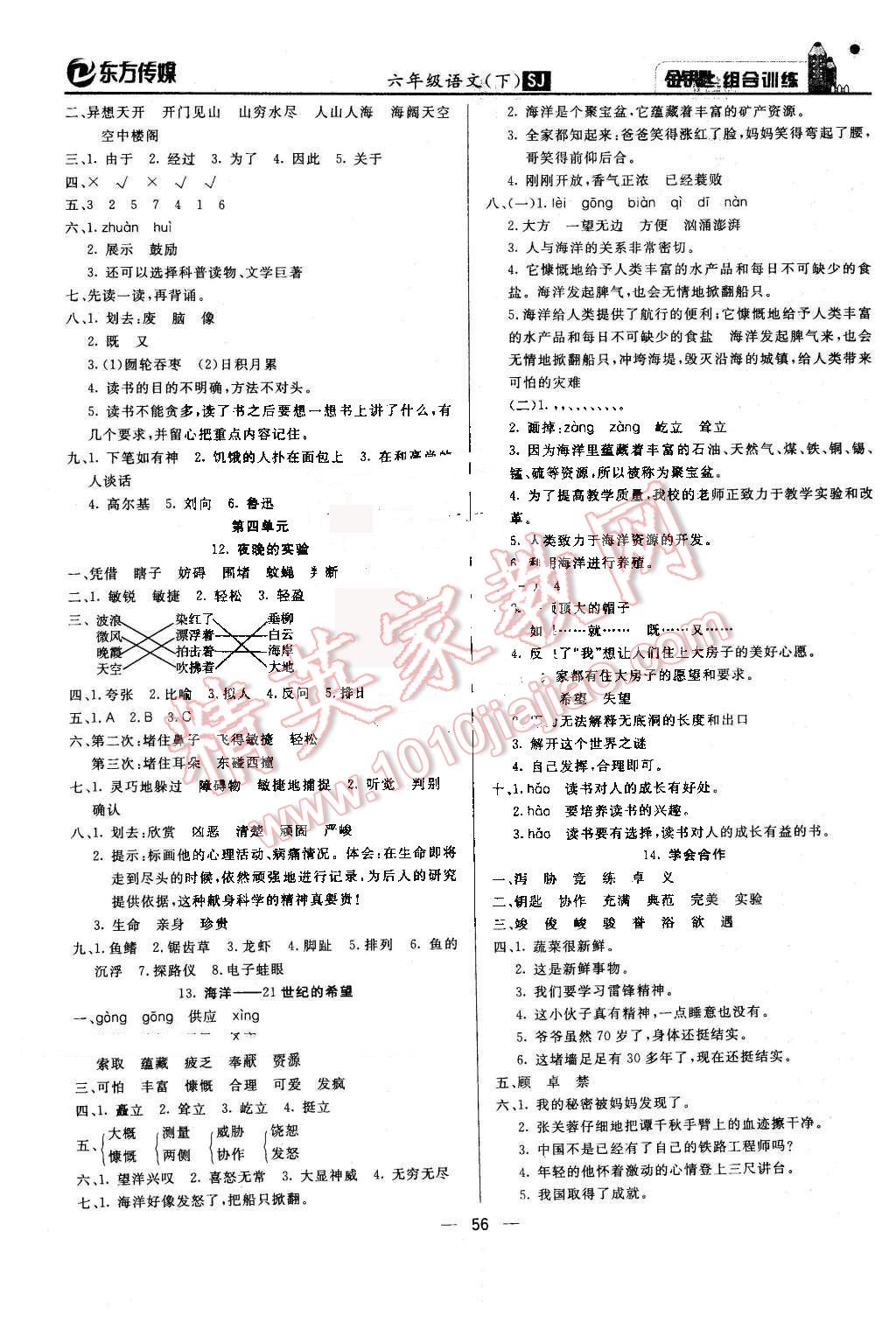 2016年金鑰匙組合訓(xùn)練六年級語文下冊蘇教版 第8頁