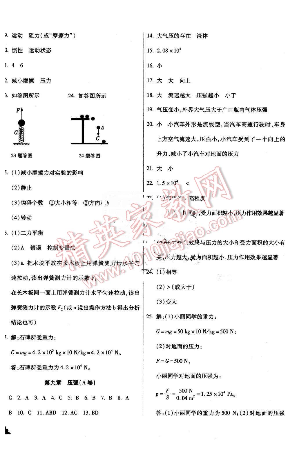 2015年千里馬單元測(cè)試卷八年級(jí)物理下冊(cè)人教版 第4頁