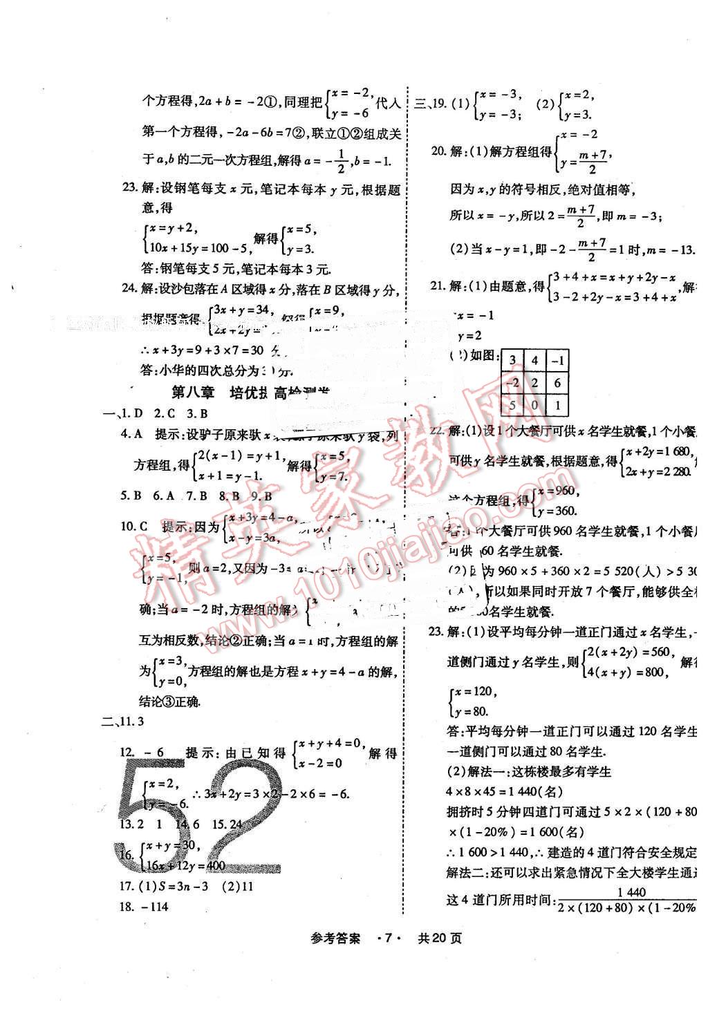 2016年一學(xué)通狀元大考卷七年級數(shù)學(xué)下冊人教版 第7頁