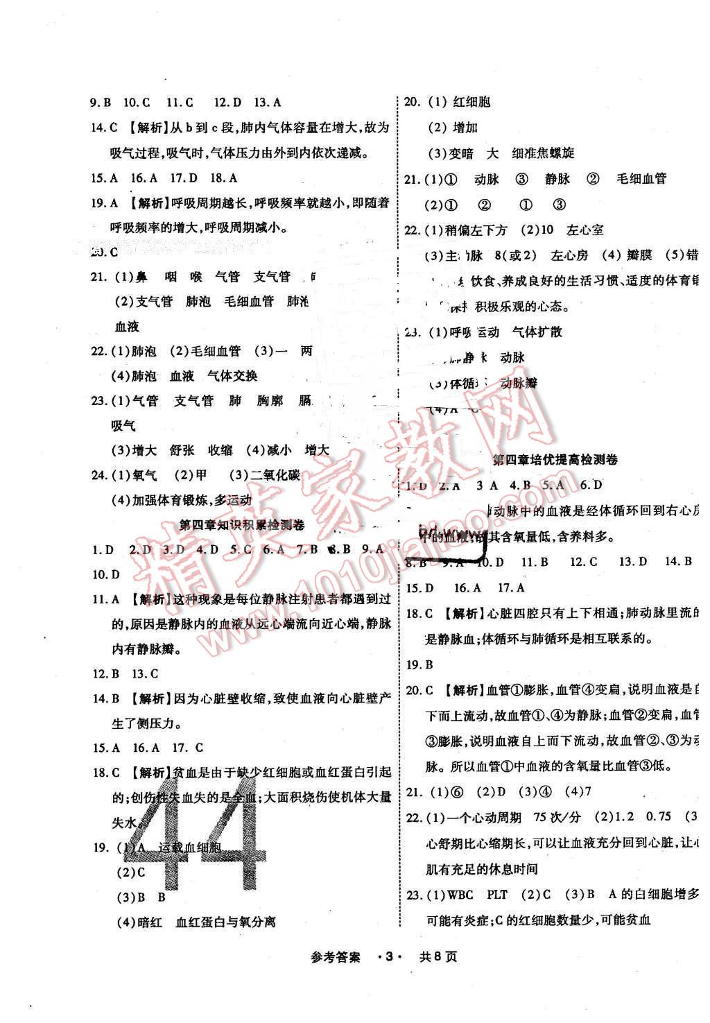 2016年一學(xué)通狀元大考卷七年級(jí)生物下冊(cè)人教版 第3頁