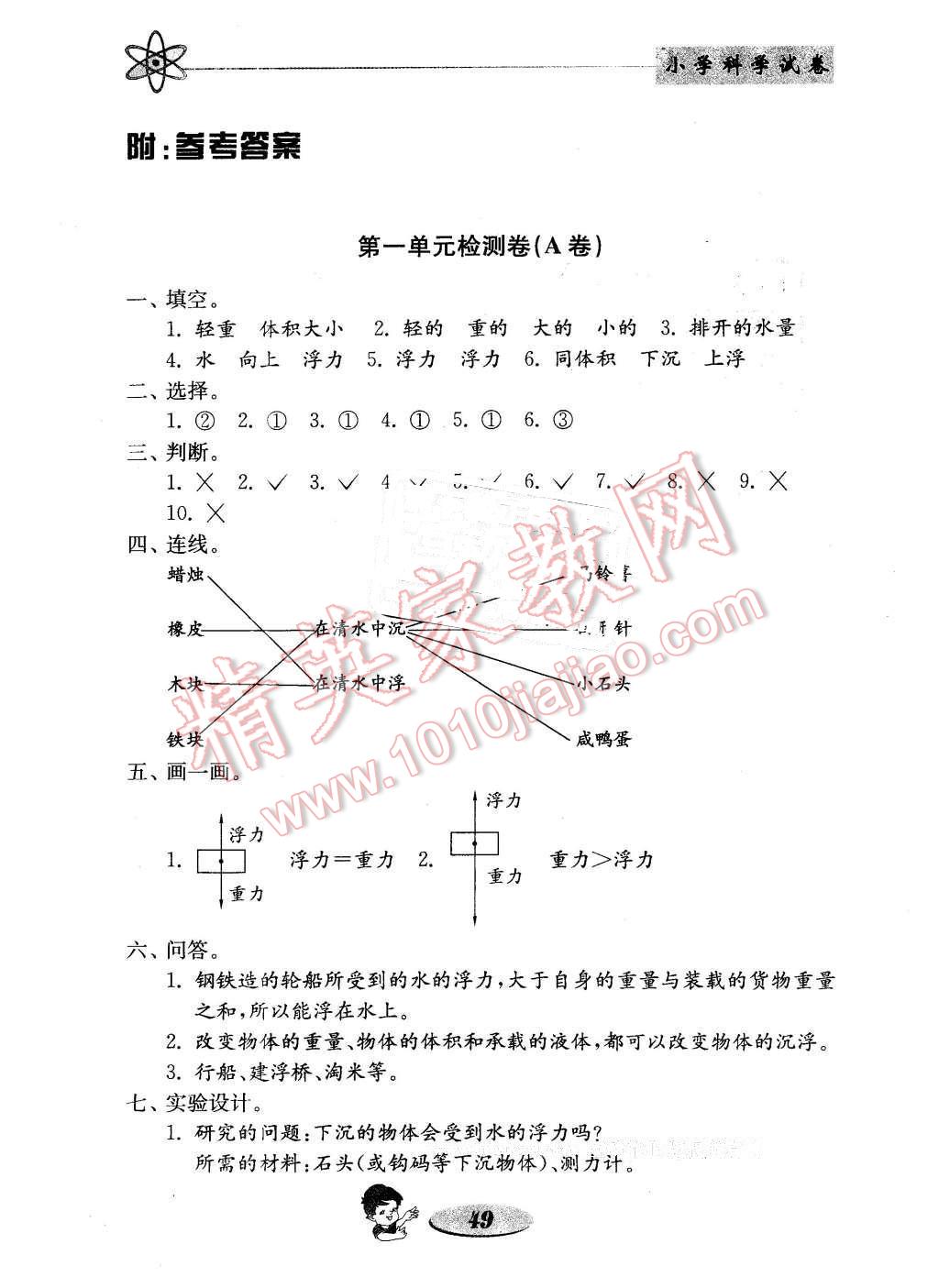 2016年金钥匙小学科学试卷五年级下册教科版 第1页