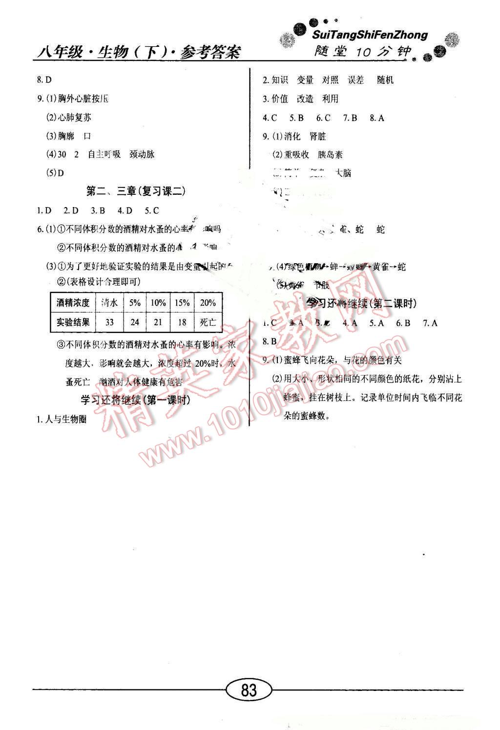 2016年學(xué)考2加1八年級(jí)生物下冊(cè)人教版 第7頁