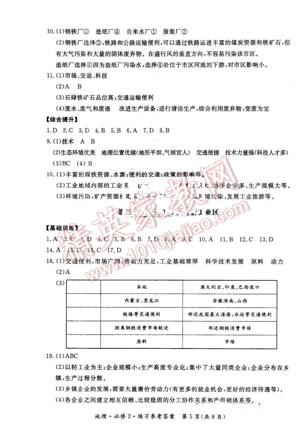 2016年新課標形成性練習與檢測地理必修2人教版 第5頁