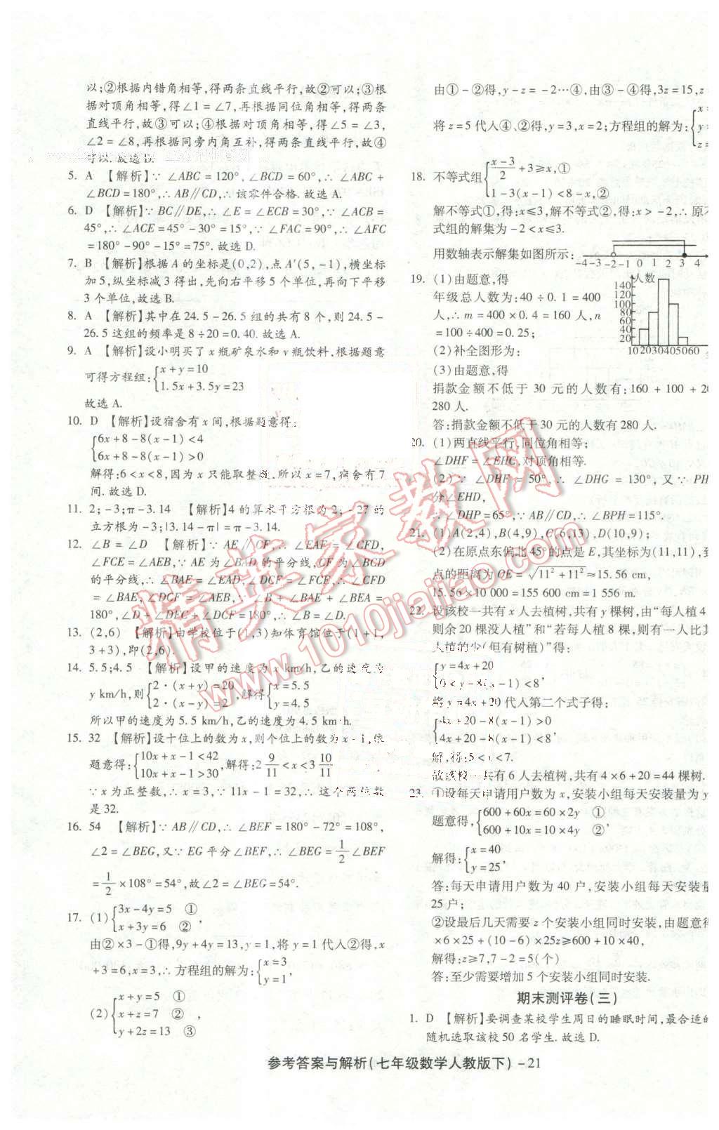 2016年練考通全優(yōu)卷七年級(jí)數(shù)學(xué)下冊(cè)人教版 第21頁(yè)