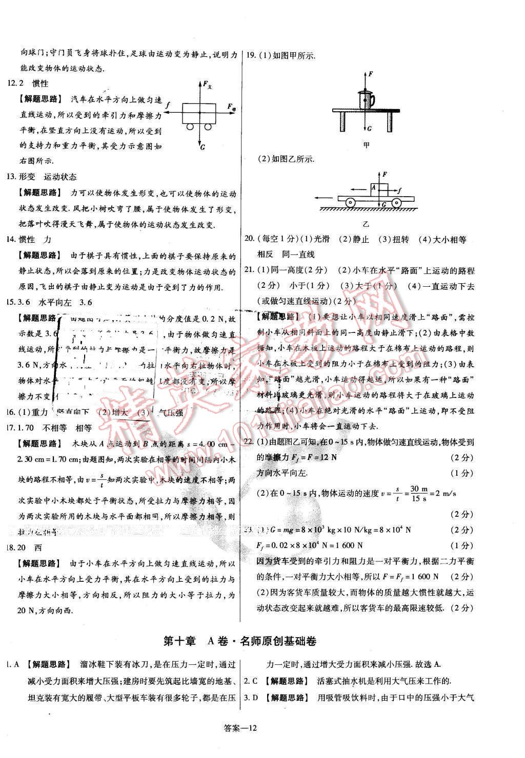 2016年金考卷活頁題選八年級物理下冊蘇科版 第12頁