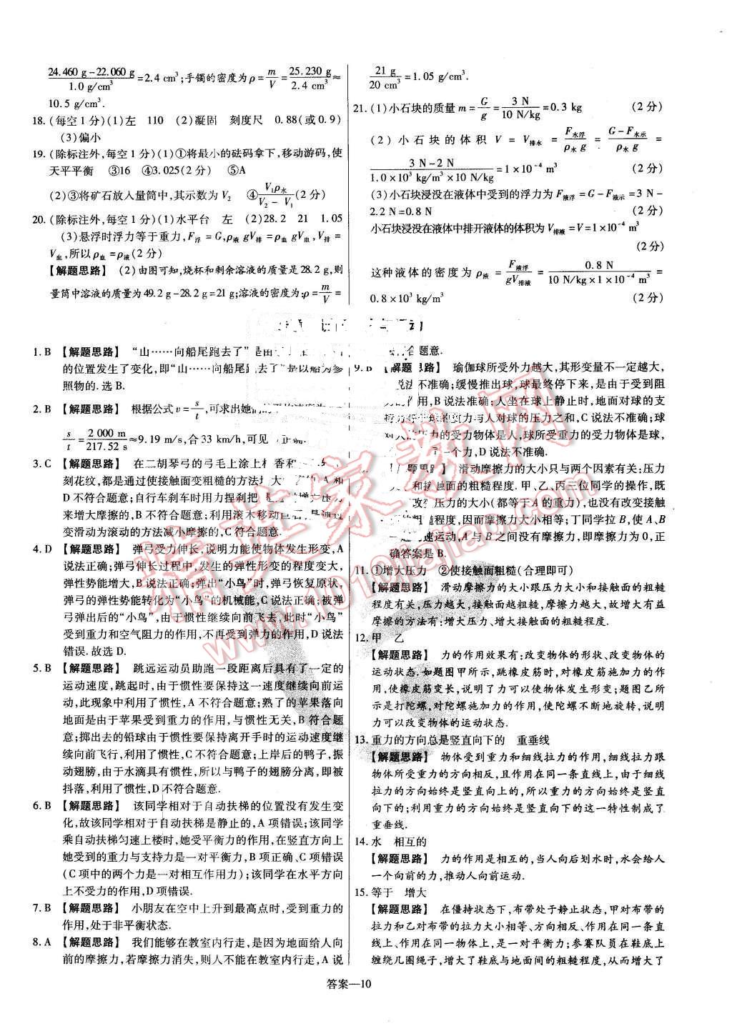 2016年金考卷活頁題選九年級(jí)物理下冊(cè)蘇科版 第10頁