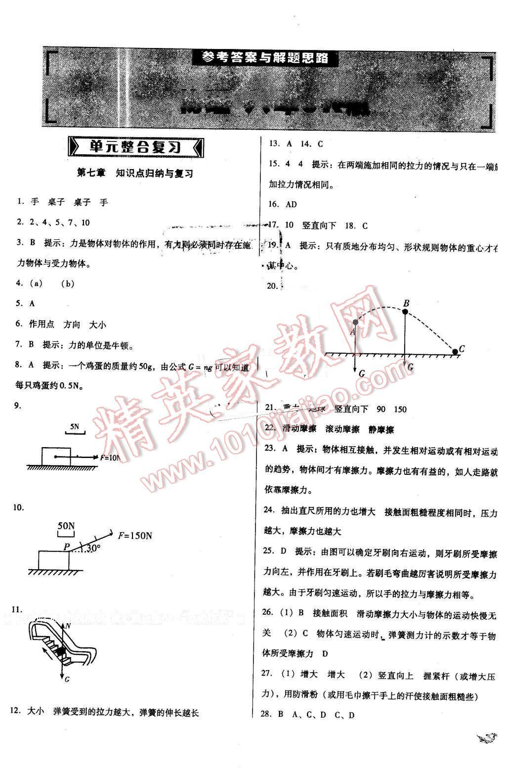 2016年單元加期末復習與測試八年級物理下冊教科版 第1頁