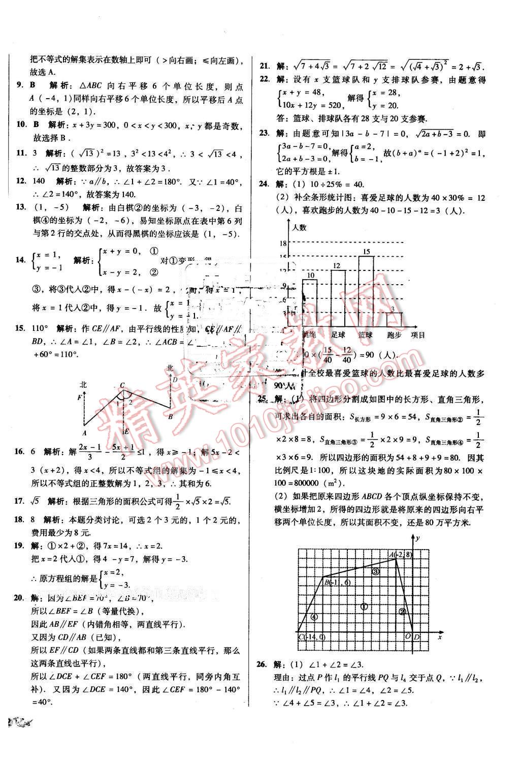 2016年單元加期末復(fù)習(xí)與測(cè)試七年級(jí)數(shù)學(xué)下冊(cè)人教版 第16頁(yè)