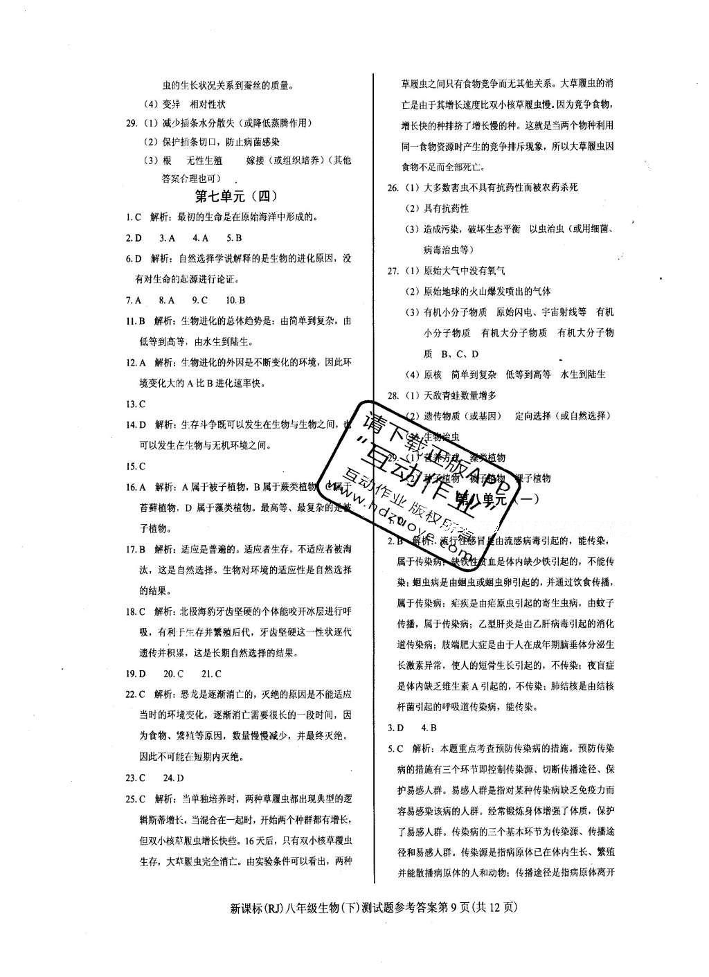 2016年學(xué)考2加1八年級生物下冊人教版 達(dá)標(biāo)性測試題第16頁