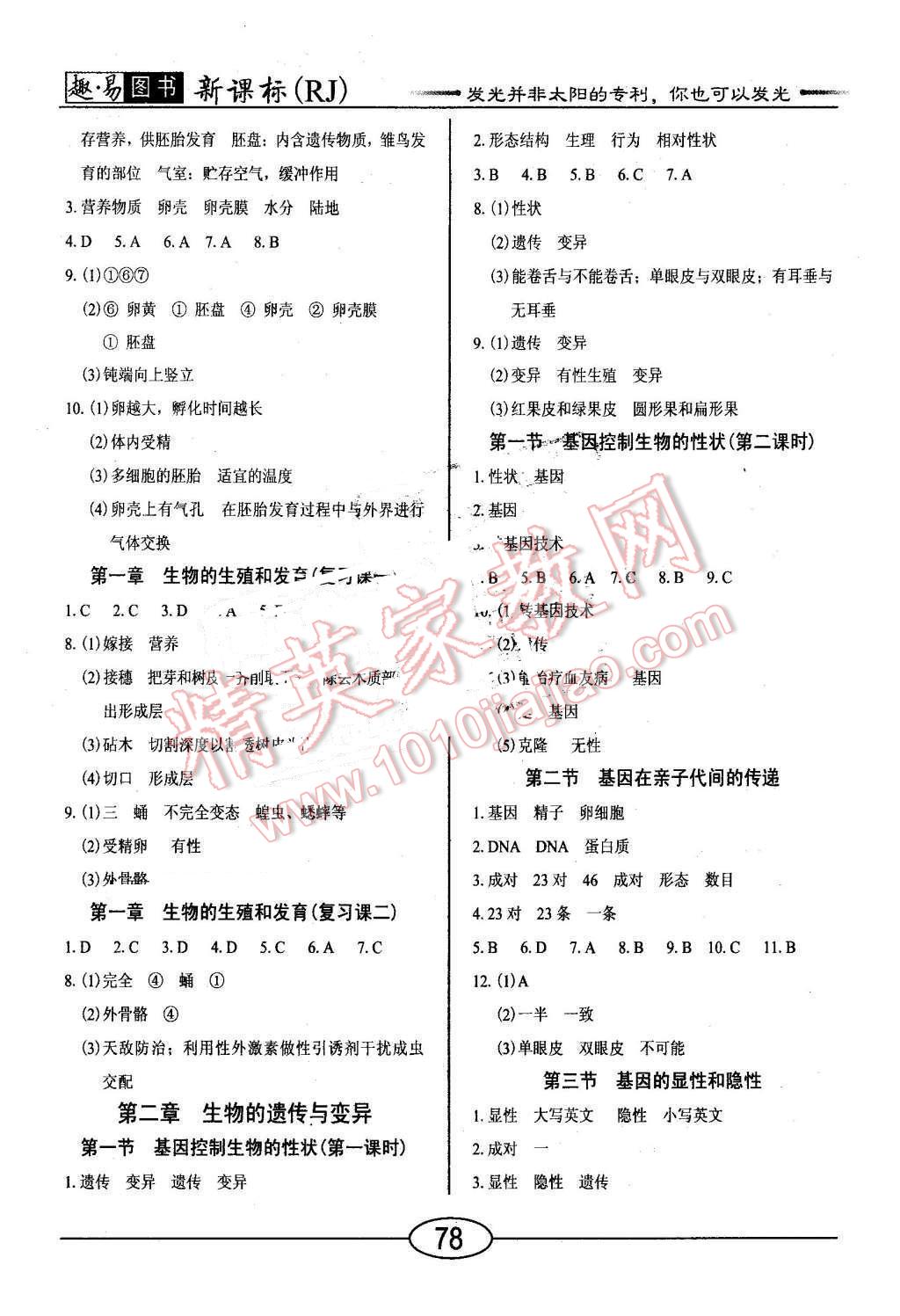 2016年學(xué)考2加1八年級生物下冊人教版 第2頁