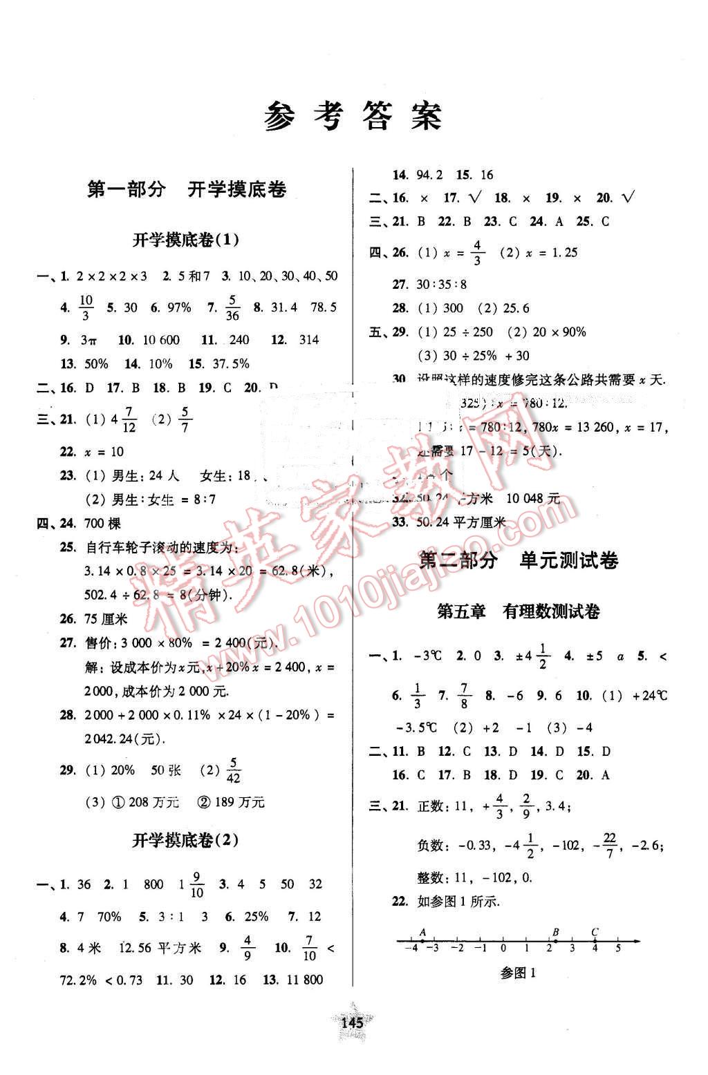 2016年一卷通关六年级数学第二学期 第1页