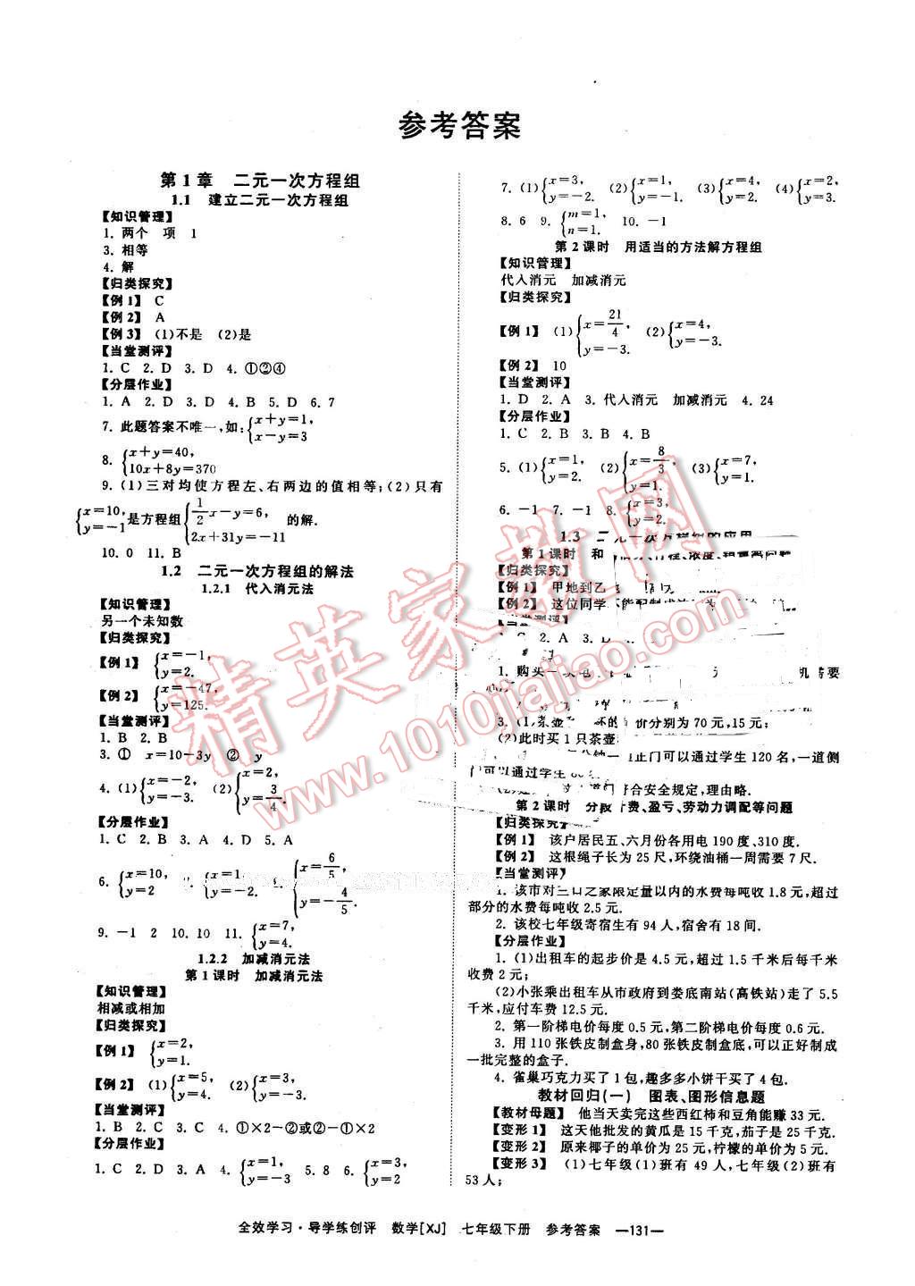 2016年全效學(xué)習(xí)七年級(jí)數(shù)學(xué)下冊(cè)湘教版 第1頁(yè)