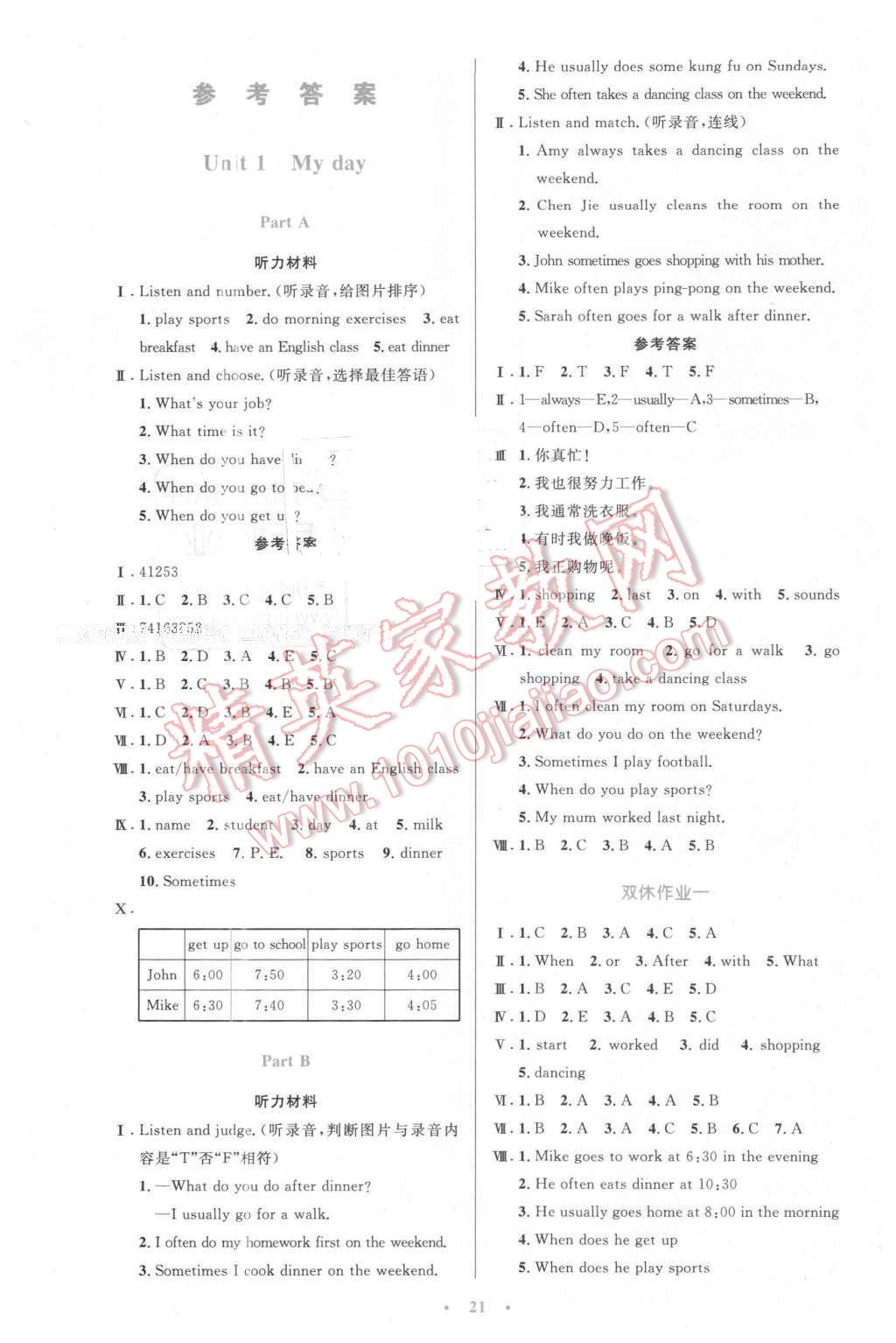 2016年小学同步测控优化设计五年级英语下册人教PEP版三起 第1页