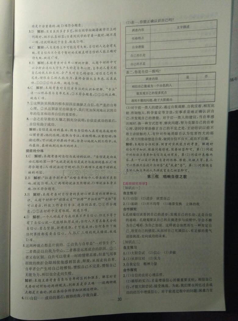 2015年同步导学案课时练七年级思想品德下册人教版 第72页