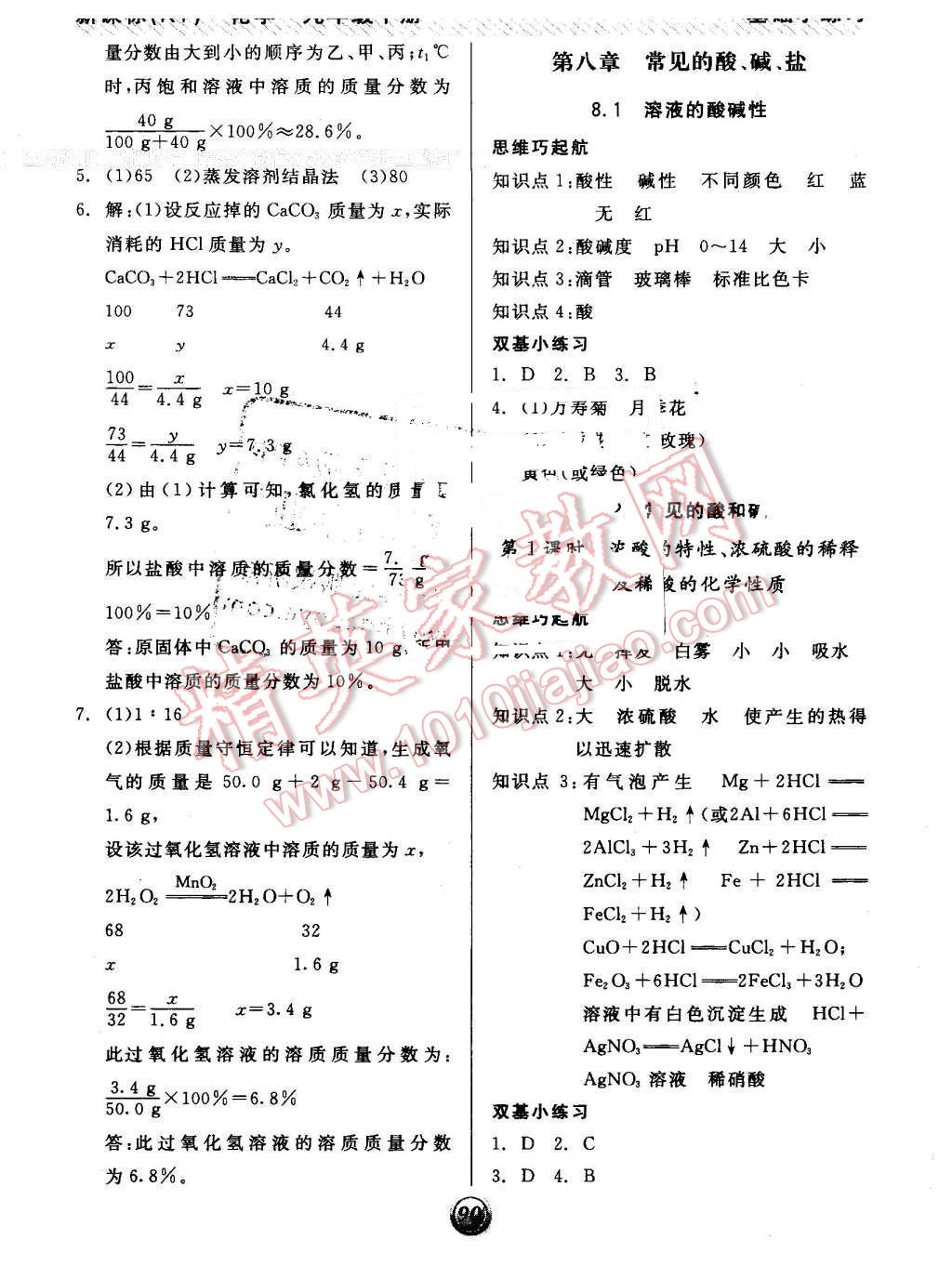 2016年全品基础小练习九年级化学下册科粤版 第5页