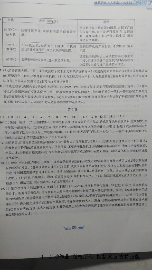 2016年新編基礎(chǔ)訓(xùn)練九年級(jí)世界歷史下冊(cè)人教版黃山書社 第27頁(yè)