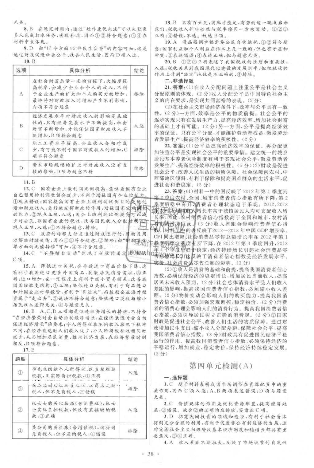 2016年高中同步測控優(yōu)化設(shè)計思想政治必修1人教版 單元檢測答案第34頁