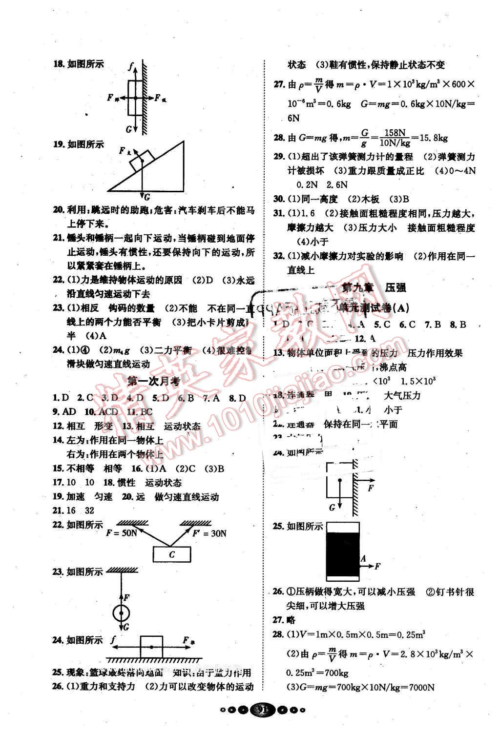 2016年名校名题好帮手全程测控八年级物理下册教科版 第3页