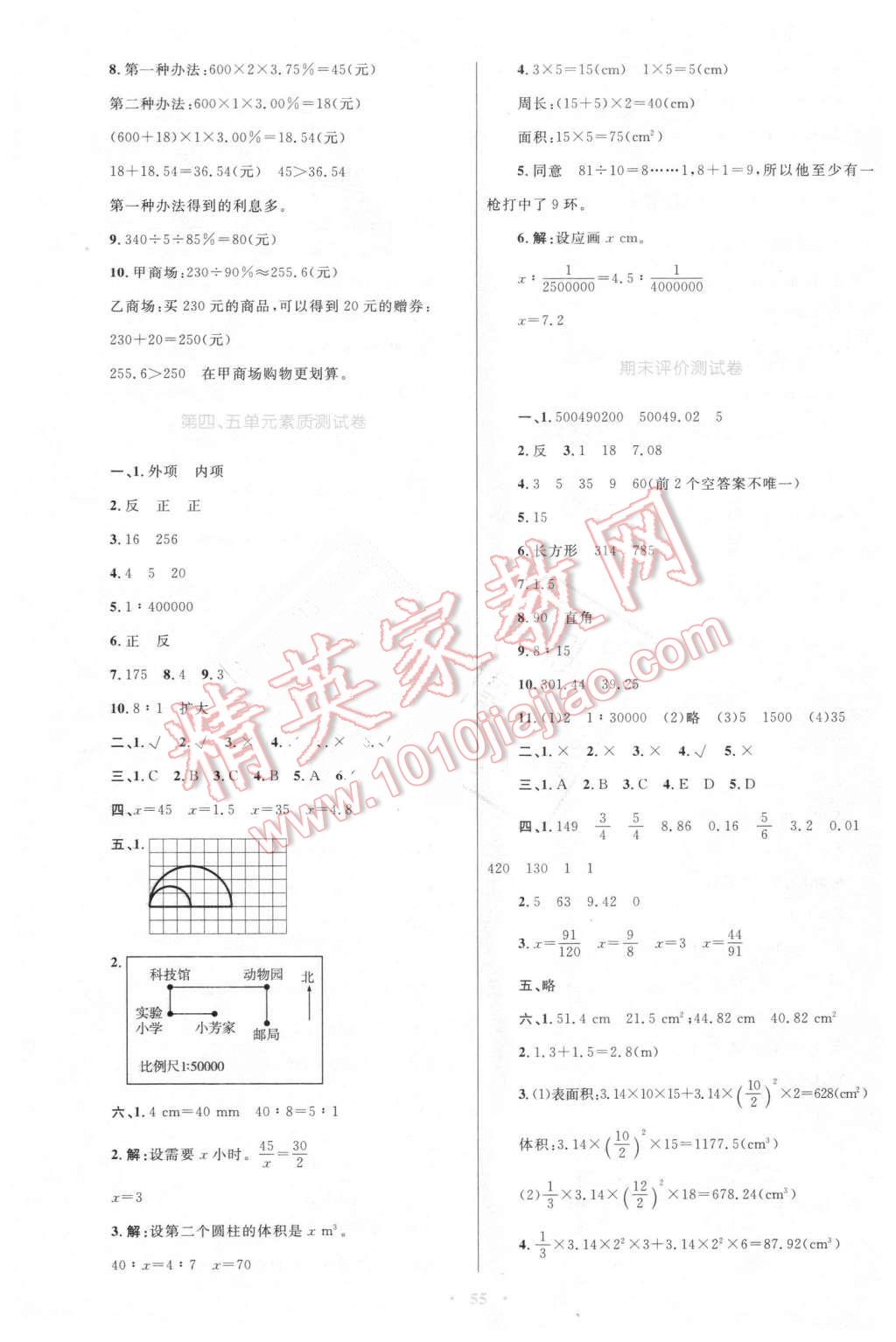 2016年新課標(biāo)小學(xué)同步學(xué)習(xí)目標(biāo)與檢測(cè)六年級(jí)數(shù)學(xué)下冊(cè)人教版 第15頁(yè)