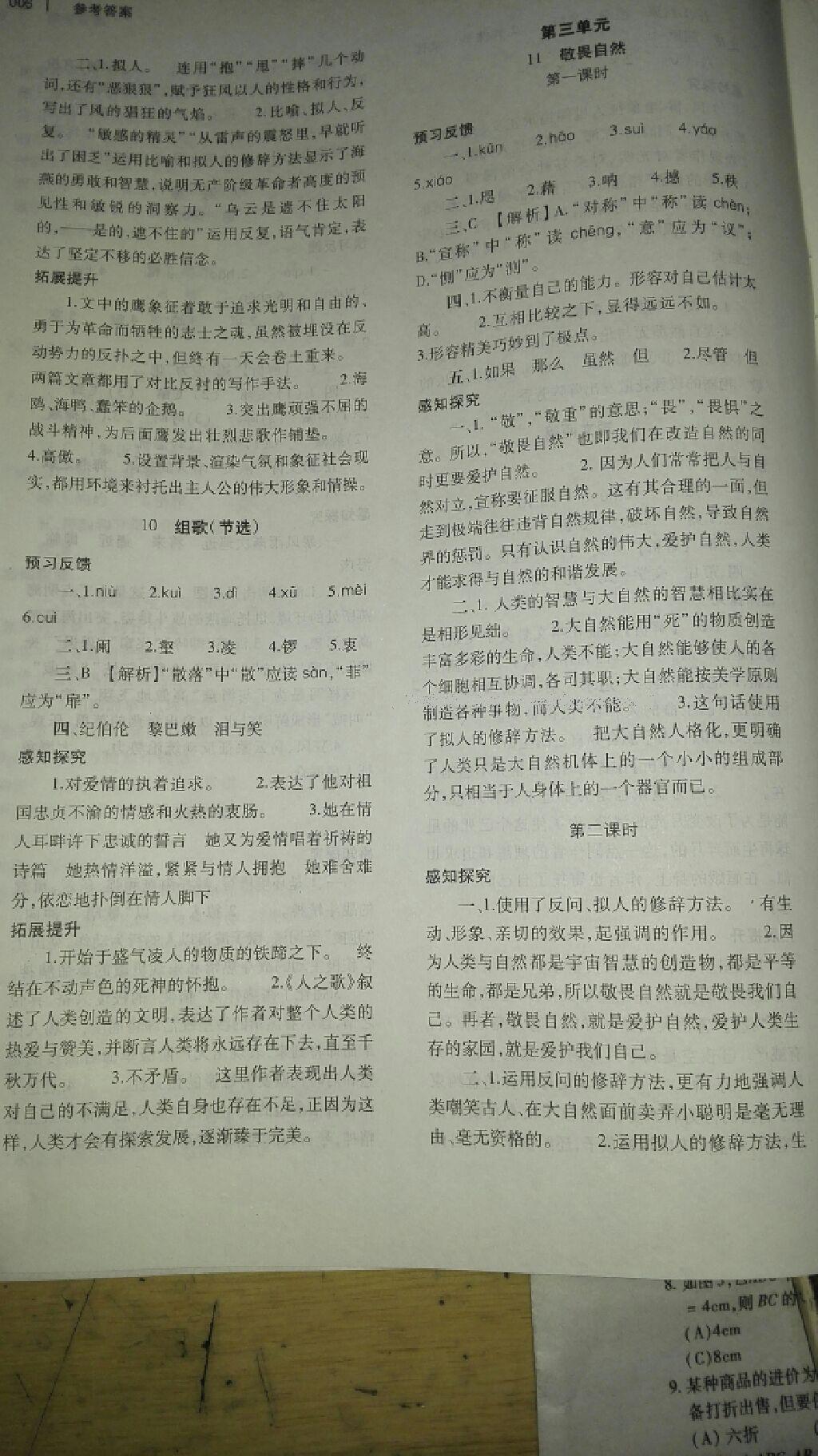 2014年基礎(chǔ)訓(xùn)練八年級語文下冊人教版 第290頁