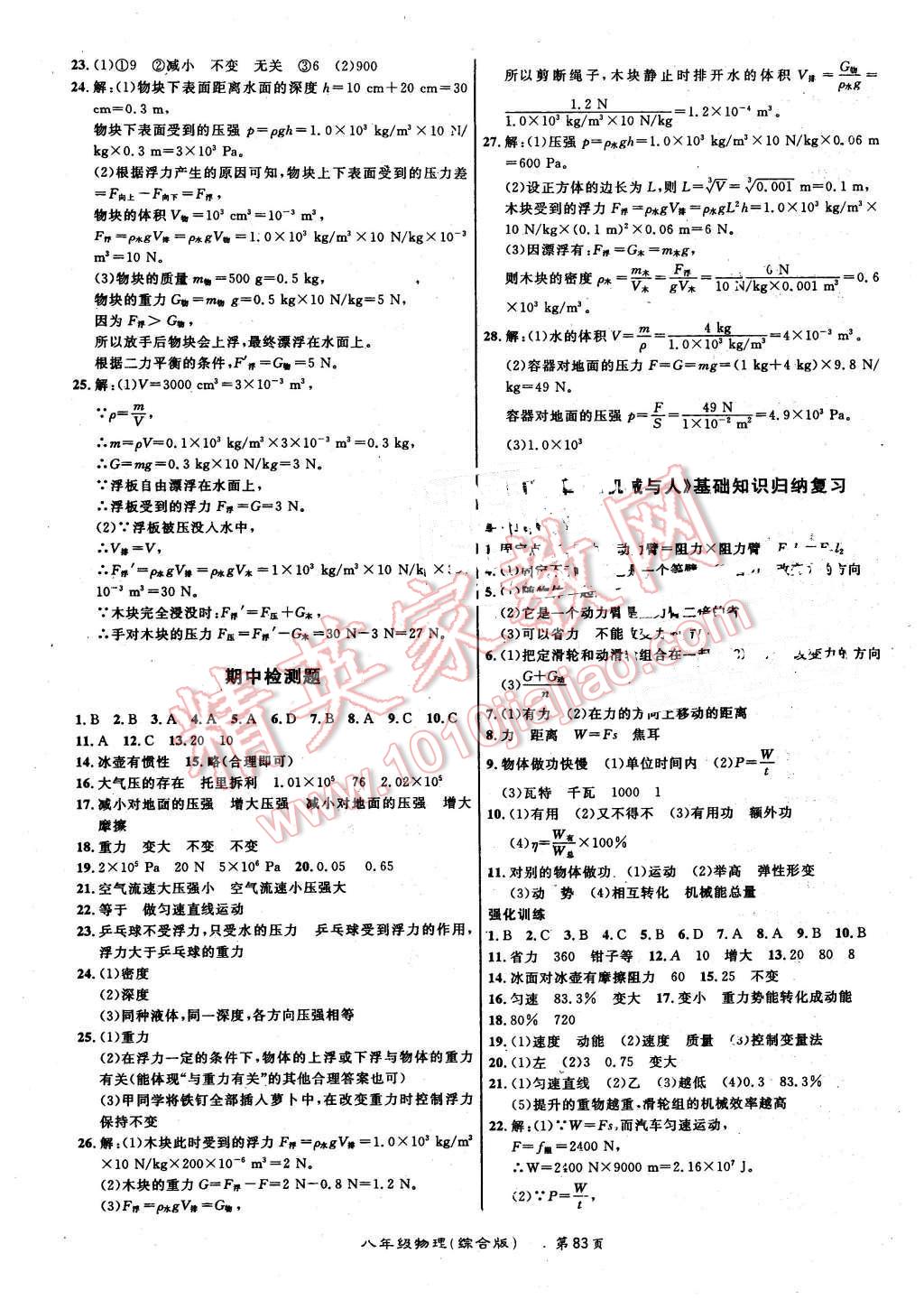 2015年百所名校精點試題八年級物理下冊滬科版 第3頁