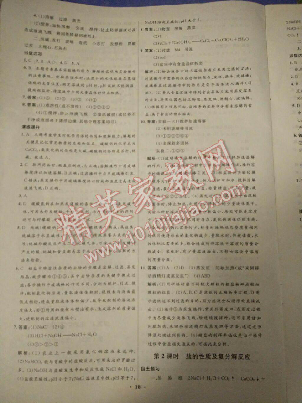 2016年同步學(xué)習(xí)目標(biāo)與檢測(cè)九年級(jí)化學(xué)下冊(cè)人教版 第18頁(yè)