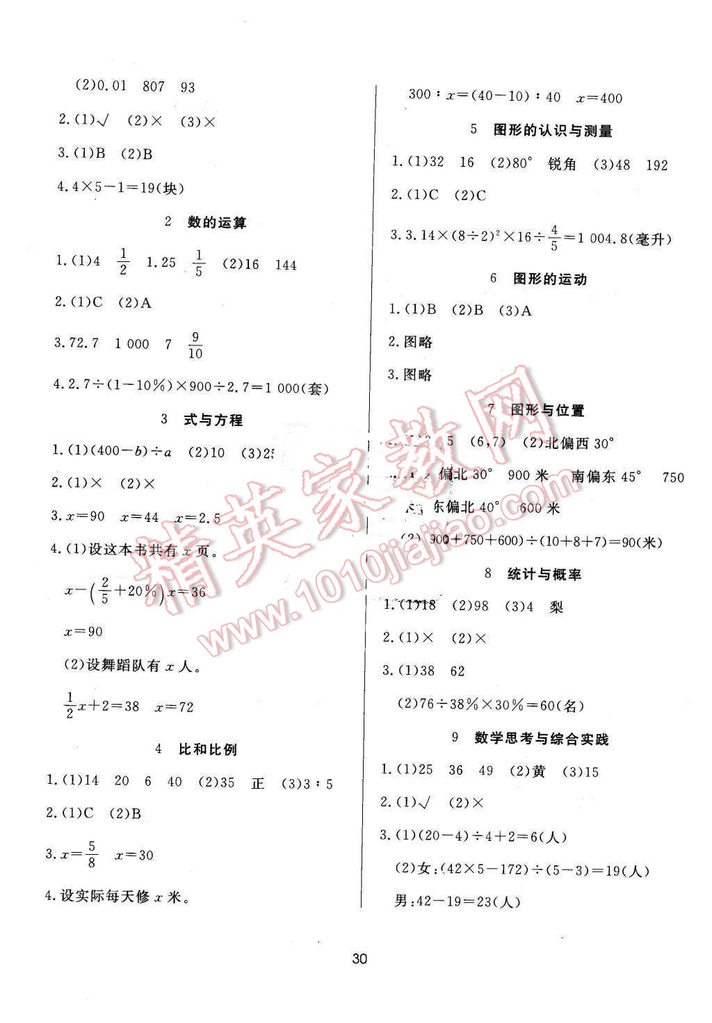 2016年黄冈名卷六年级数学下册人教版 第4页