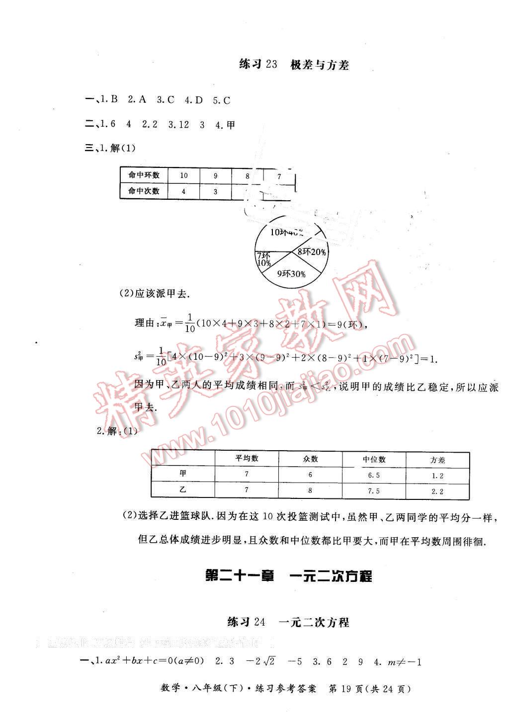 2016年形成性練習(xí)與檢測(cè)八年級(jí)數(shù)學(xué)下冊(cè) 第19頁(yè)