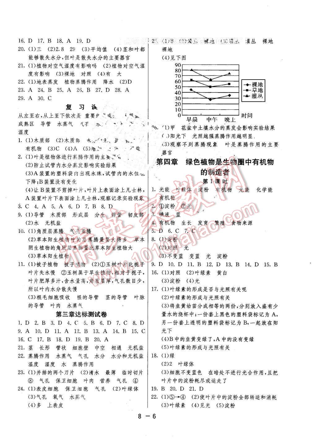 2016年1课3练单元达标测试六年级生物学下册鲁科版五四制 第6页