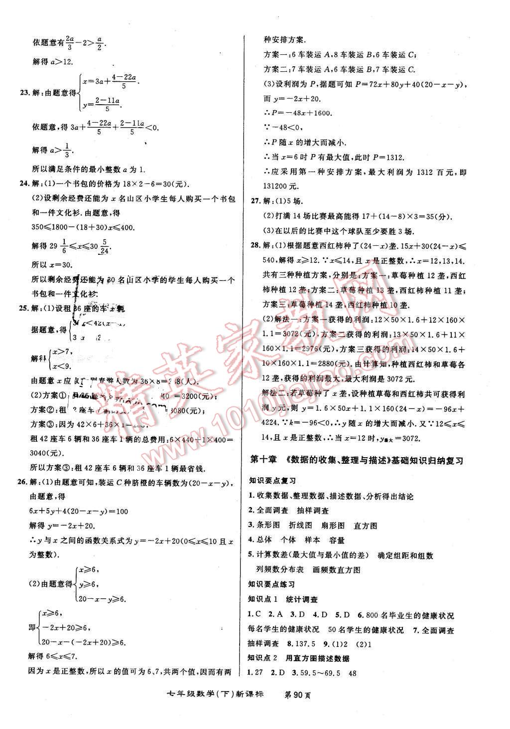 2015年百所名校精點(diǎn)試題七年級(jí)數(shù)學(xué)下冊(cè)人教版 第10頁(yè)