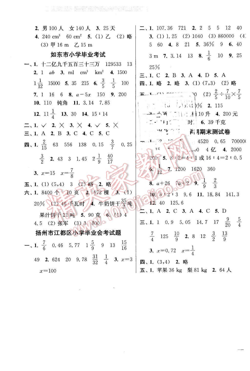 2016年同步跟踪全程检测六年级数学下册江苏版 第7页