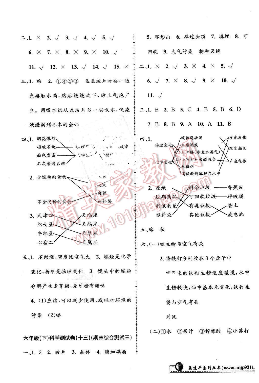 2016年孟建平小學單元測試六年級科學下冊教科版 第7頁