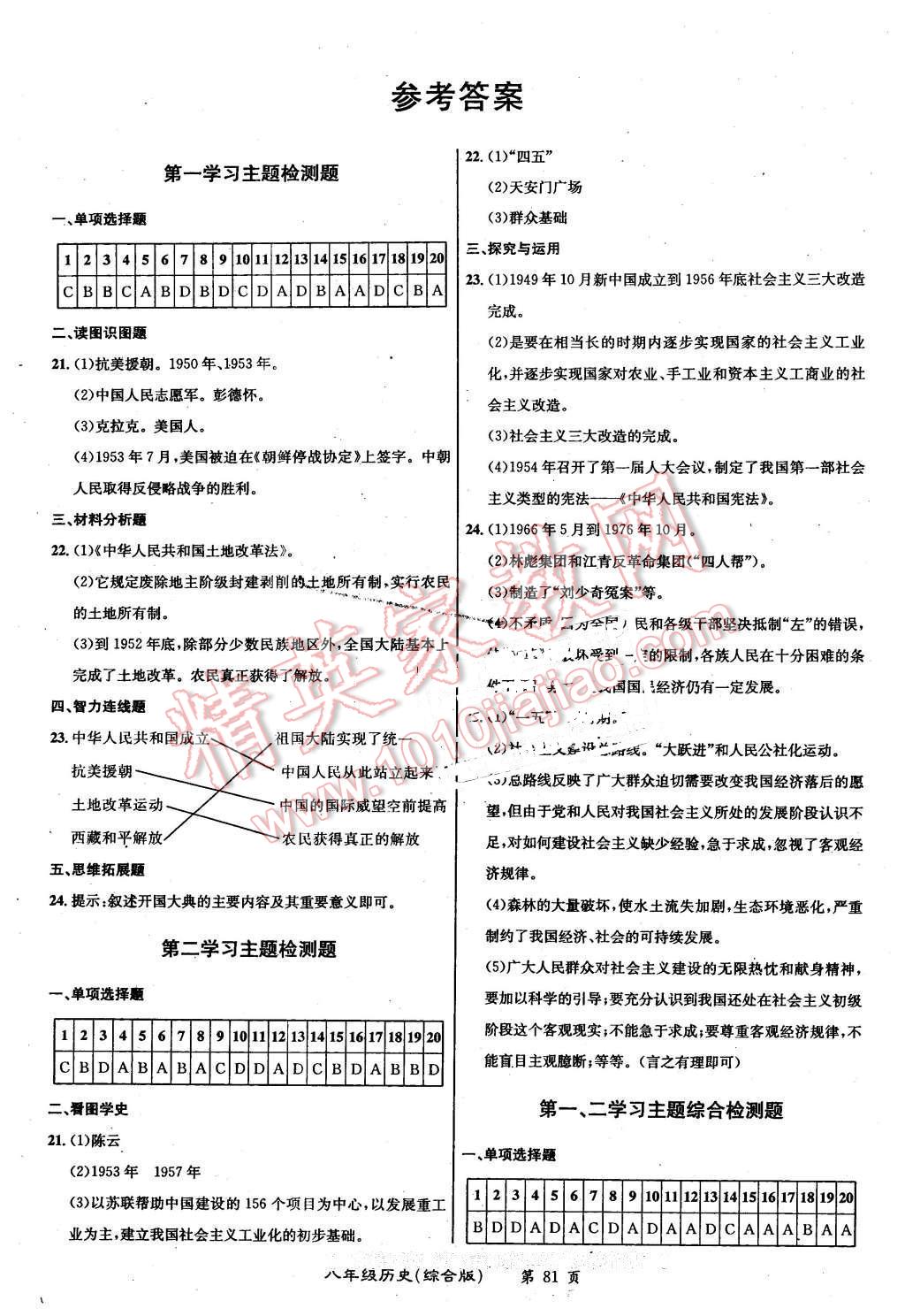 2015年百所名校精點試題八年級歷史下冊川教版 第1頁