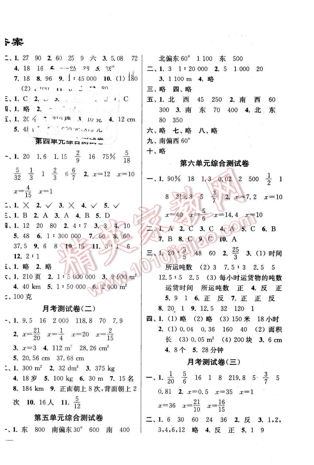 2016年同步跟踪全程检测六年级数学下册江苏版 第2页