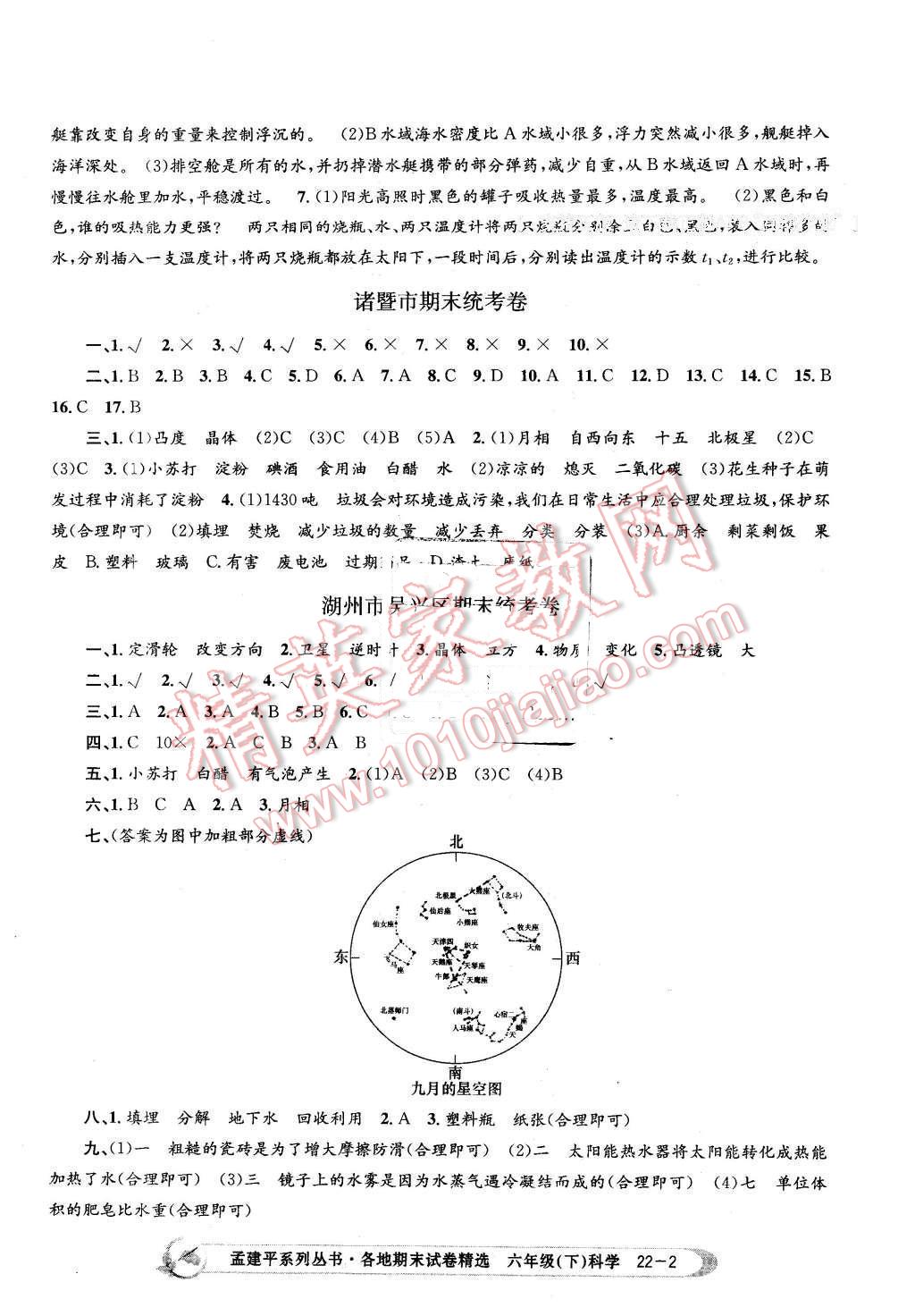 2016年孟建平各地期末試卷精選六年級科學下冊教科版 第2頁