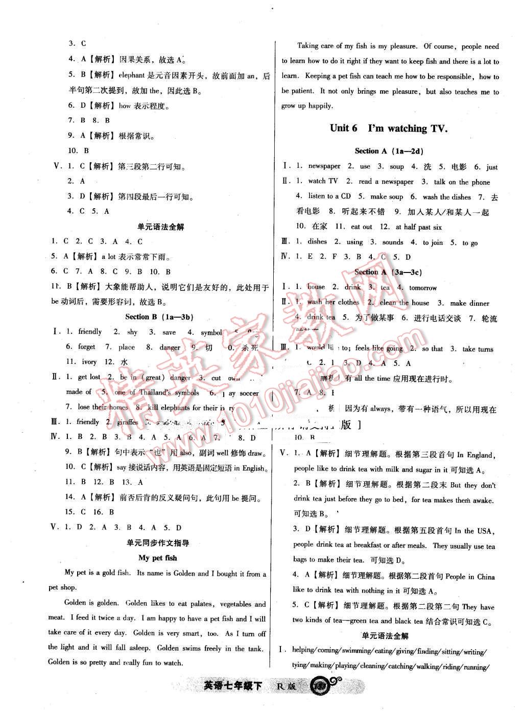 2016年尖子生新課堂課時(shí)作業(yè)七年級(jí)英語(yǔ)下冊(cè)人教版 第5頁(yè)