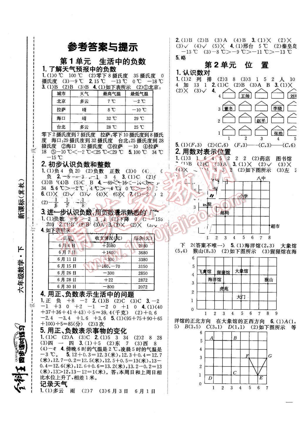 2016年全科王同步課時練習(xí)六年級數(shù)學(xué)下冊冀教版 第1頁