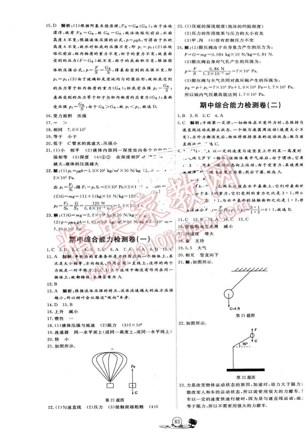 2016年优加密卷八年级物理下册人教版 第3页