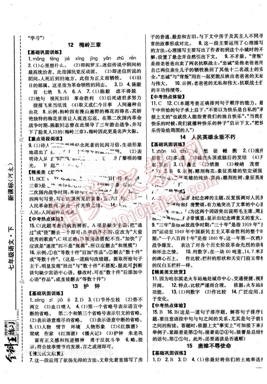 2016年全科王同步課時(shí)練習(xí)七年級(jí)語(yǔ)文下冊(cè)河大版 第5頁(yè)