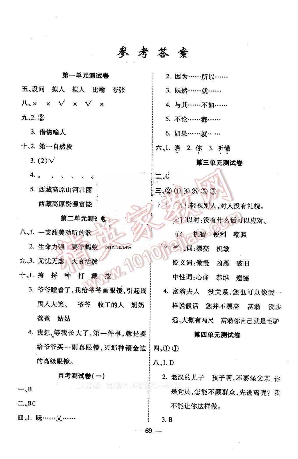 2016年名題金卷五年級(jí)語文下冊(cè)人教版 第1頁(yè)