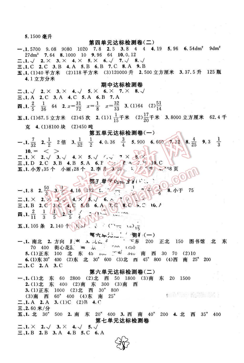 2016年名師名校全能金卷五年級數(shù)學(xué)下冊北師大版 第2頁