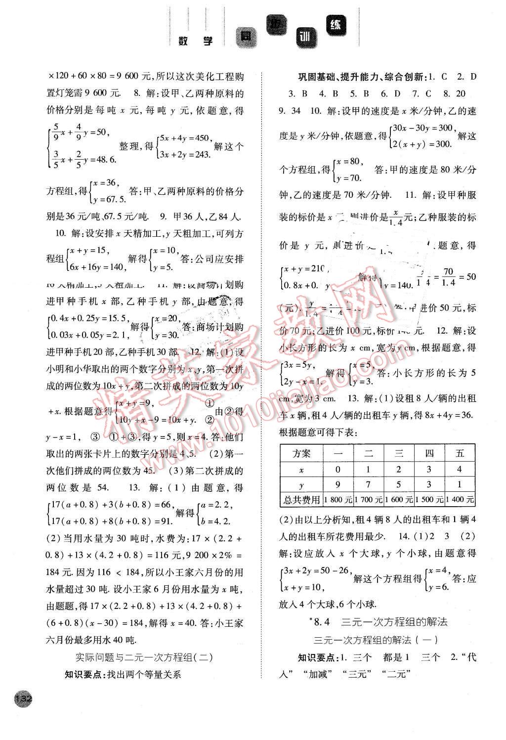 2016年同步訓(xùn)練七年級數(shù)學(xué)下冊人教版河北人民出版社 第9頁