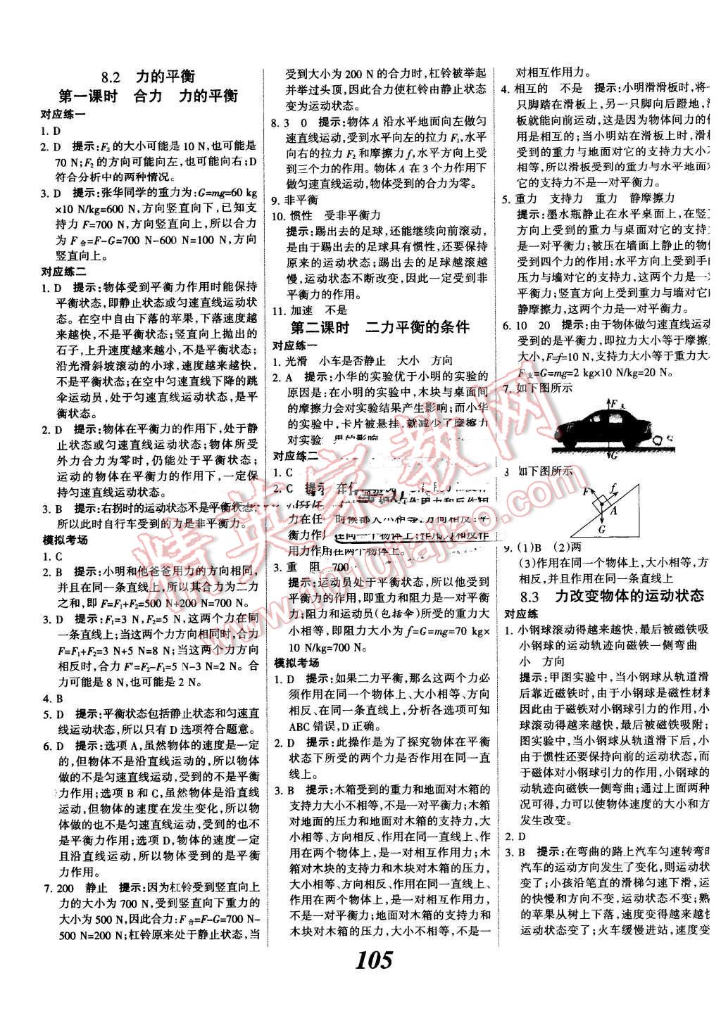 2016年全優(yōu)課堂考點(diǎn)集訓(xùn)與滿分備考八年級(jí)物理下冊(cè)教科版 第5頁(yè)